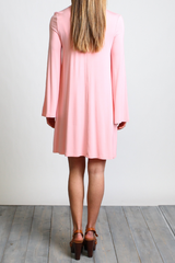 Rose Quartz Piko Keyhole Bell Sleeve Dress - DEV!  - 3