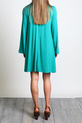 Green Piko Keyhole Bell Sleeve Dress - DEV!  - 3