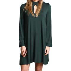 Dark Green Piko Keyhole Bell Sleeve Dress - DEV!  - 1