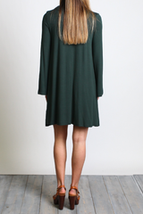 Dark Green Piko Keyhole Bell Sleeve Dress - DEV!  - 3