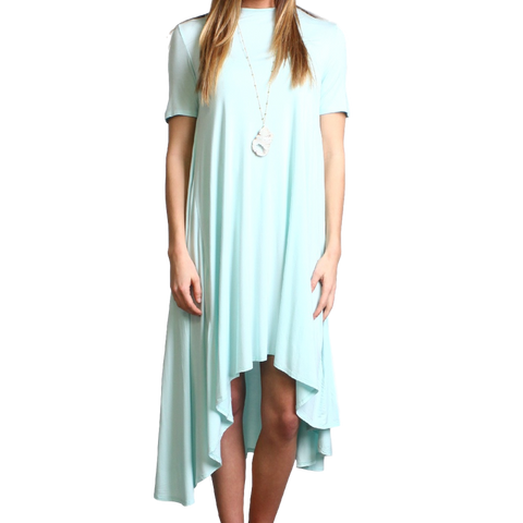 Mint Piko High Low Dress
