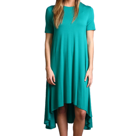 Green Piko High Low Dress