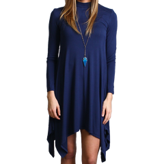 Navy Piko Handkerchief Dress - DEV!  - 1
