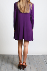 Dark Purple Piko Turtleneck Swing Dress - DEV!  - 3