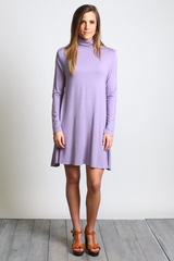 Lilac Gray Piko Turtleneck Swing Dress - DEV!  - 4
