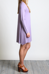 Lilac Gray Piko Turtleneck Swing Dress - DEV!  - 2