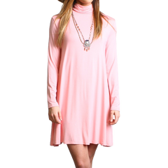 Rose Quartz Piko Turtleneck Swing Dress - DEV!  - 1