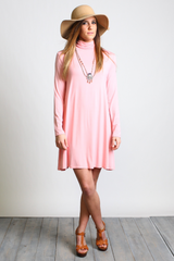 Rose Quartz Piko Turtleneck Swing Dress - DEV!  - 4