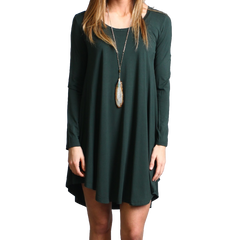 Dark Green Piko Scoop Neck Dress - DEV!  - 1