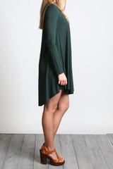 Dark Green Piko Scoop Neck Dress - DEV!  - 2