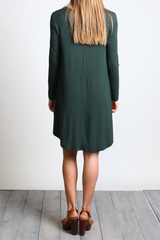 Dark Green Piko Scoop Neck Dress - DEV!  - 3