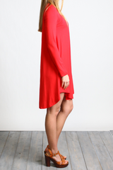Red Piko Scoop Neck Dress - DEV!  - 2