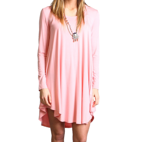Rose Quartz Piko Scoop Neck Dress