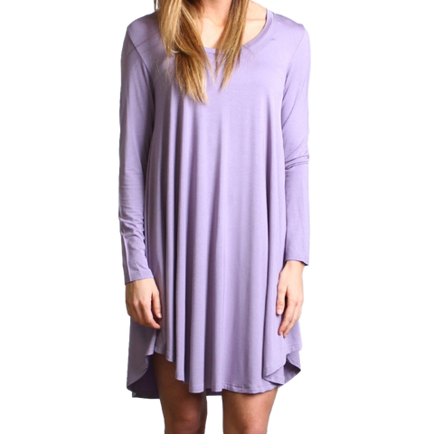 Lilac Gray Piko Scoop Neck Dress