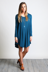 Majolica Blue Piko Scoop Neck Dress - DEV!  - 4