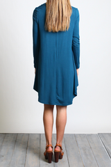 Majolica Blue Piko Scoop Neck Dress - DEV!  - 3