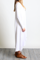 White Piko Long Sleeve High Low Dress - DEV!  - 2