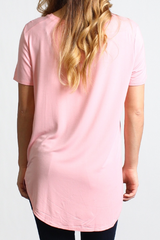 Rose Quartz Piko Short Sleeve Curved Hem Top - DEV!  - 3