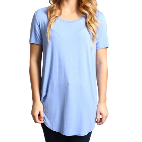 Serenity Piko Short Sleeve Curved Hem Top