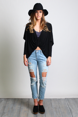 Black Piko Twisted Hem Top - DEV!  - 2