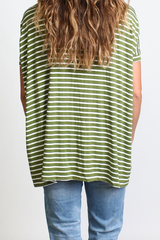 Olive Stripe Piko Short Sleeve Top - DEV!  - 3