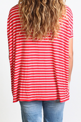 Red Stripe Piko Short Sleeve Top - DEV!  - 3