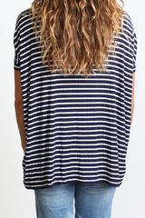 Navy Stripe Piko Short Sleeve Top - DEV!  - 3