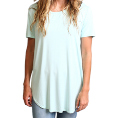 Mint Piko Short Sleeve Curved Hem Top - DEV!  - 1