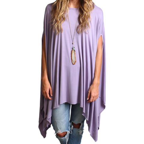 Lilac Gray Piko Asymmetrical Poncho