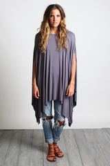 Charcoal Gray Piko Asymmetrical Poncho - DEV!  - 4