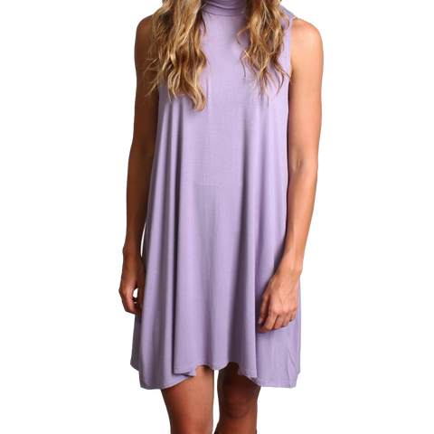 Lilac Gray Piko Mock Neck Tunic