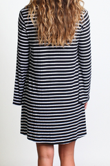 Black Stripe Piko Lace Up Swing Dress - DEV!  - 3