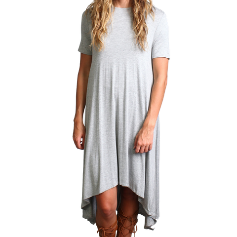 Heather Gray Piko High Low Dress