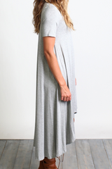 Heather Gray Piko High Low Dress - DEV!  - 2