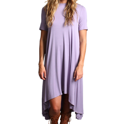 Lilac Gray Piko High Low Dress