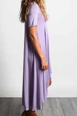 Lilac Gray Piko High Low Dress - DEV!  - 2