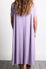 Lilac Gray Piko High Low Dress - DEV!  - 3
