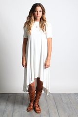 Off White Piko High Low Dress - DEV!  - 4