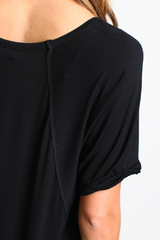 Black Piko Oversized V-Neck Short Sleeve Top - DEV!  - 4