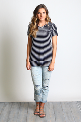 Black Stripe Piko Pocket Tee - DEV!  - 2