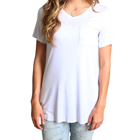 White Piko Pocket Tee