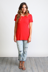 Red Piko Pocket Tee - DEV!  - 4