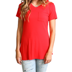 Red Piko Pocket Tee - DEV!  - 1