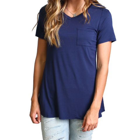 Navy Piko Pocket Tee