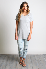 Heather Gray Piko Pocket Tee - DEV!  - 4