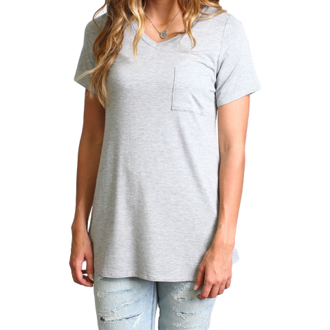 Heather Gray Piko Pocket Tee