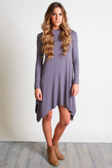 Charcoal Gray Piko Handkerchief Dress - DEV!  - 4