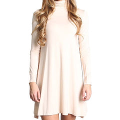 Cream Blush Piko Turtleneck Swing Dress - DEV!  - 1