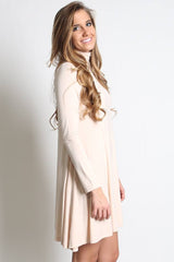 Cream Blush Piko Turtleneck Swing Dress - DEV!  - 2