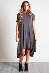 Dark Gray Piko High Low Dress - DEV!  - 4